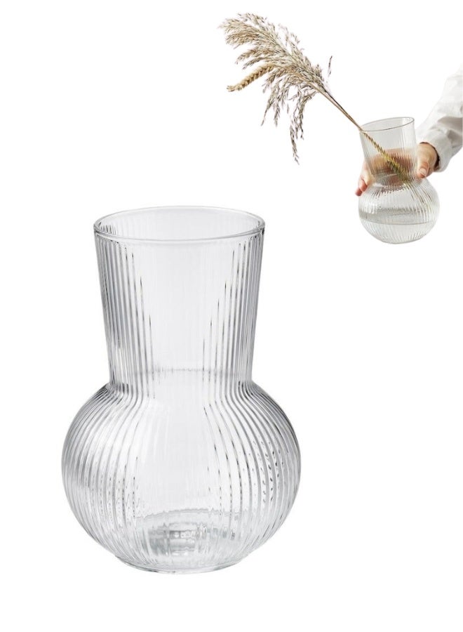 Contemporary Transparent Flower Vase – 17cm Stylish Glass Vase for Interior Decoration & Floral Display - Image 1